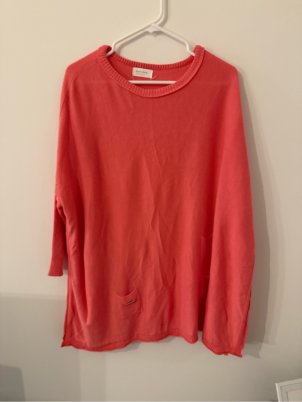 Mersea Catalina Traveler Knit Sweater Oversized OS Coral Sea Shell Nautical